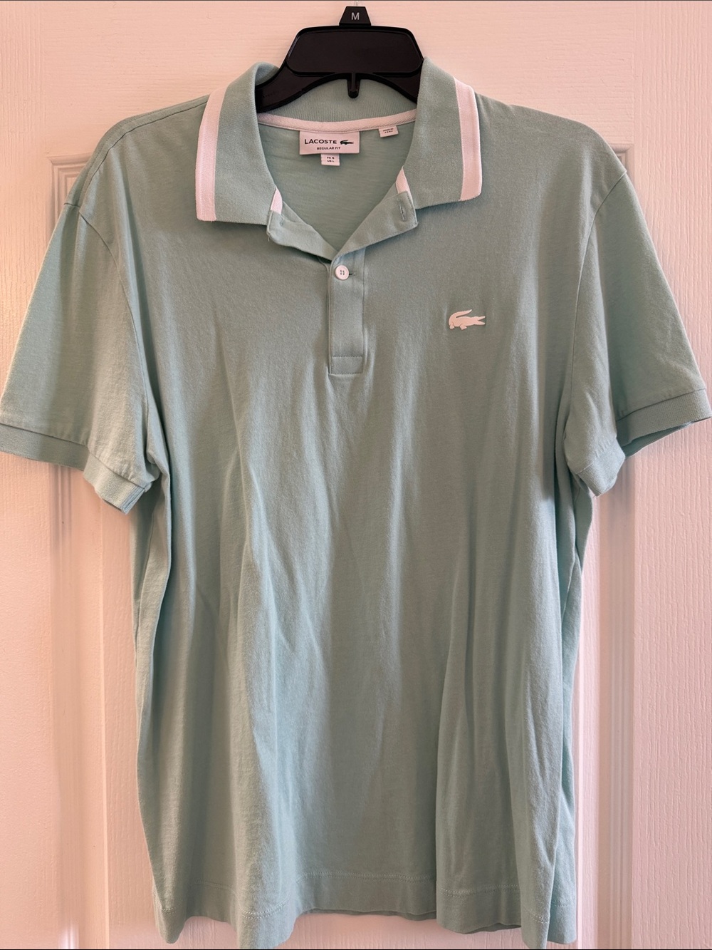 Lacoste Men's Mint Green Pique Polo with White Trim